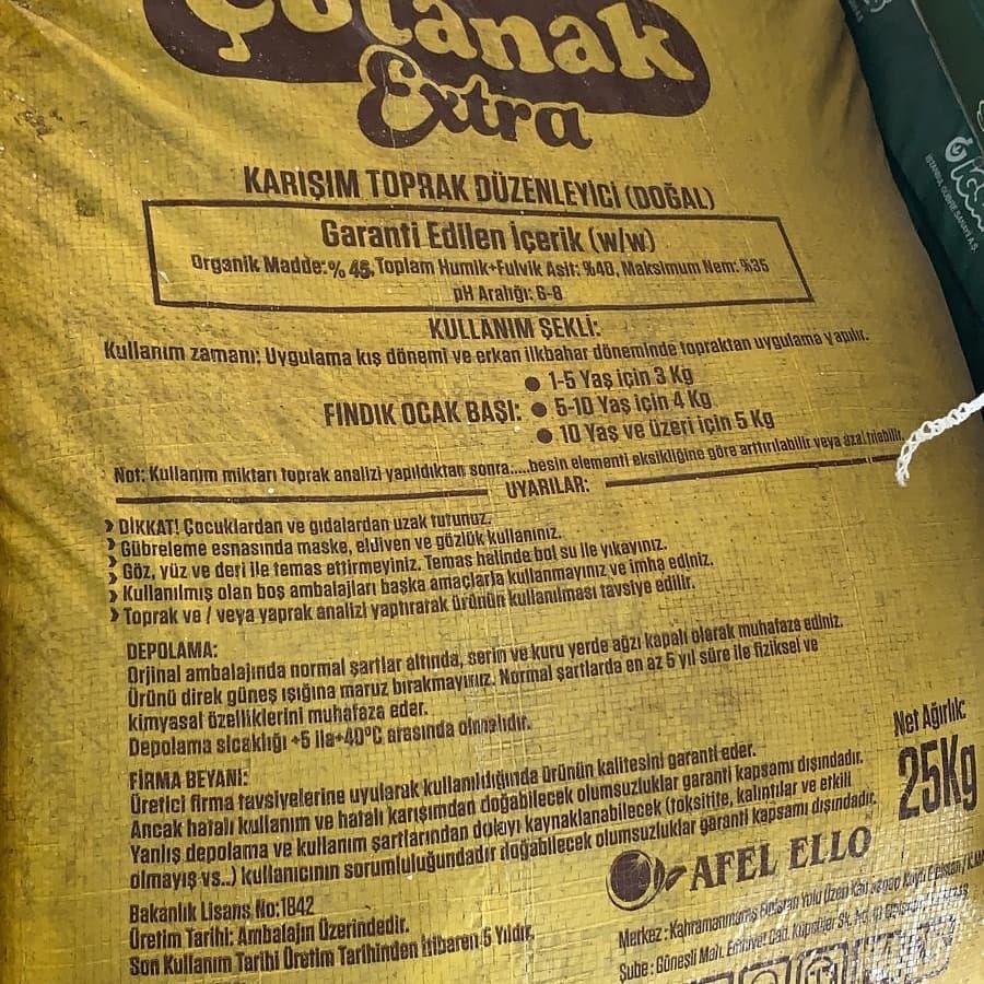 25 Kg Çotanak Extra Leonardit Organik Mineral Toprak Düzenleyici